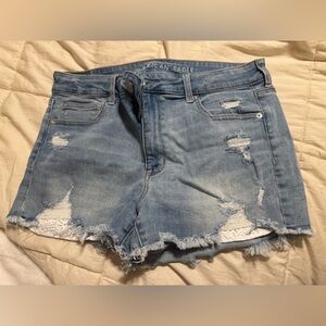 American Eagle Outfitters Light Blue Ripped Jean Shorts